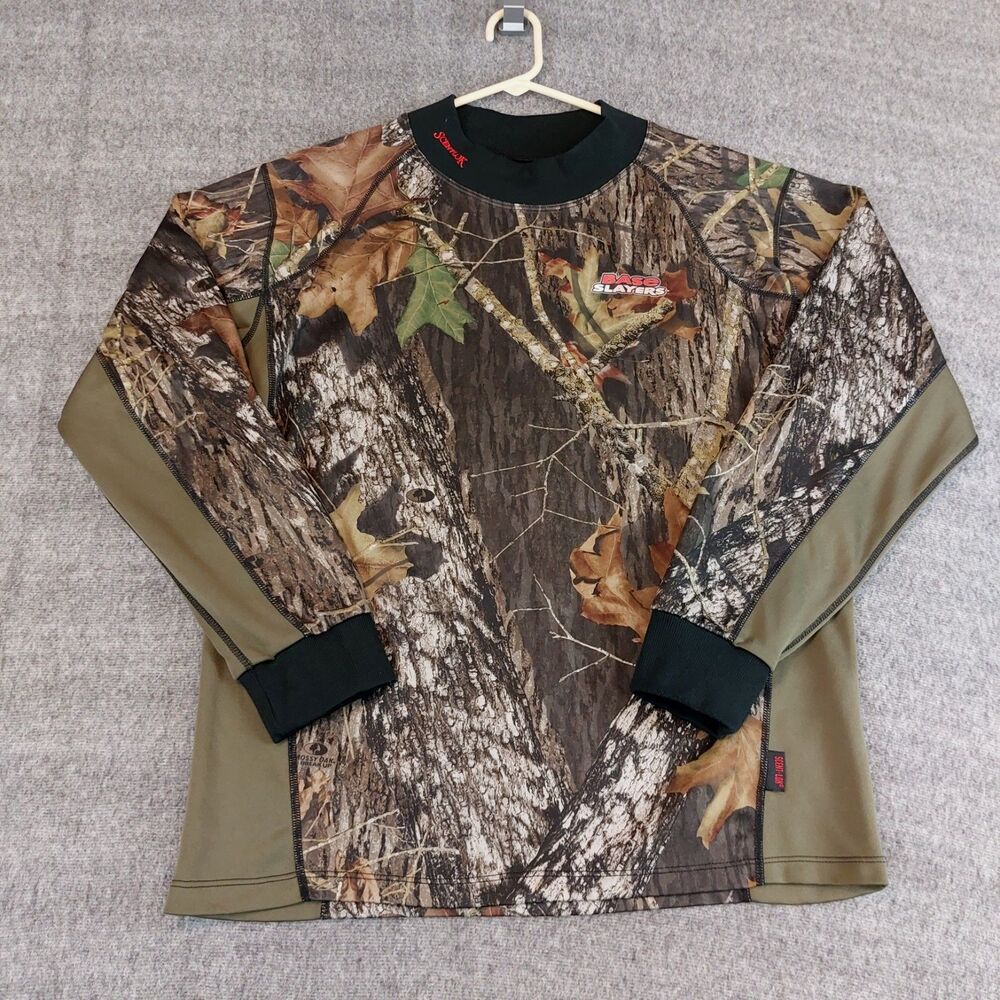 Scent-Lok Mossy Oak Camo Base Slayers Shirt Men's XL Hunting Mock Neck